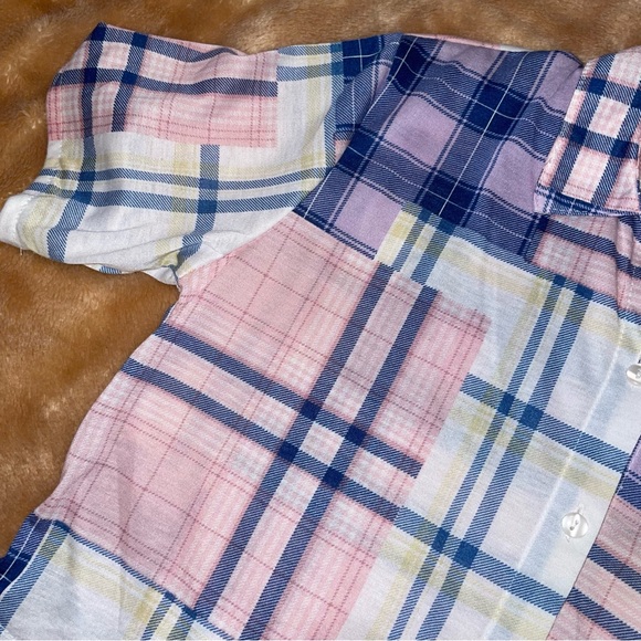 Passport cropped patchwork top size small short sleeve button down shirt NWT/ - Picture 6 of 12